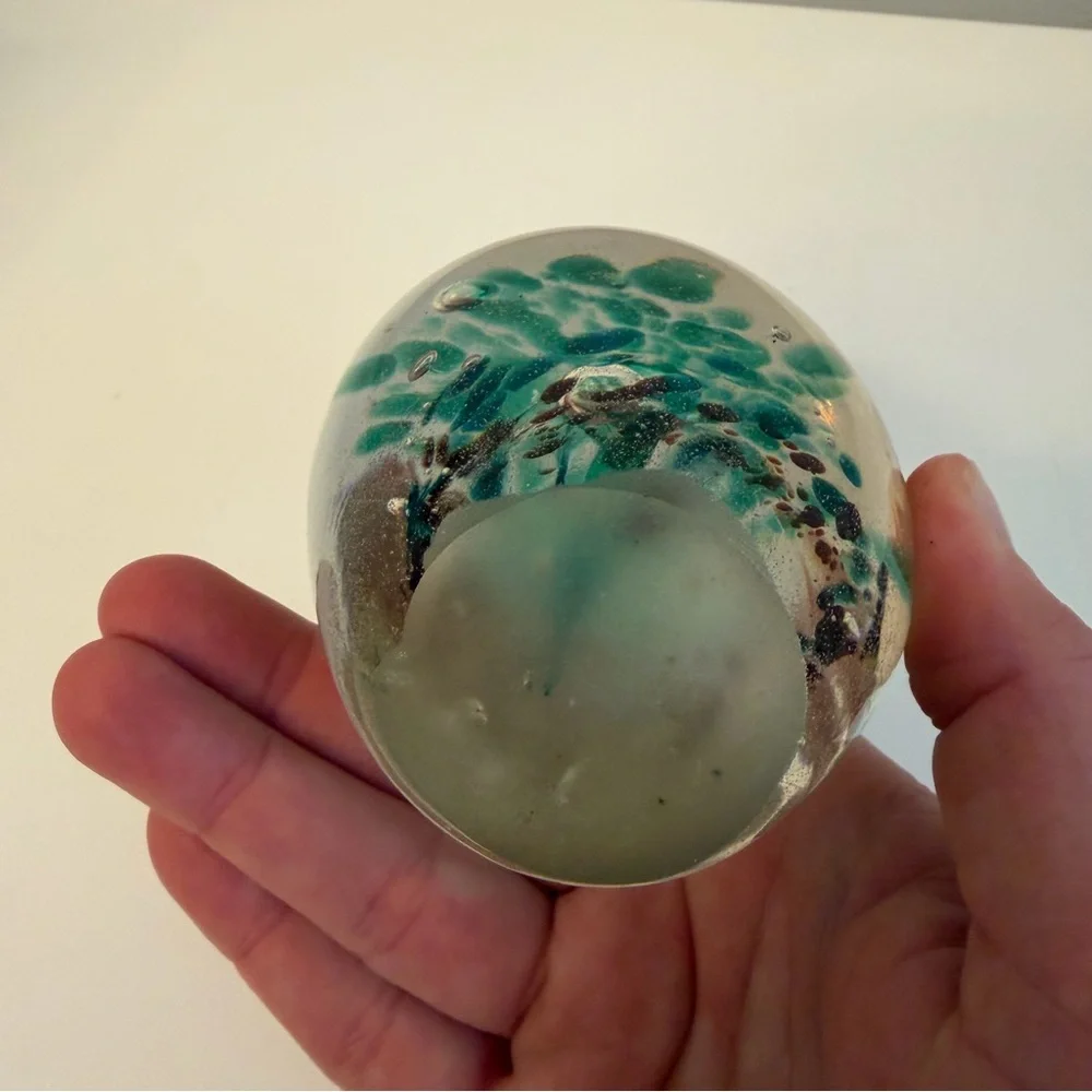 Vintage blown glass floral paperweight.